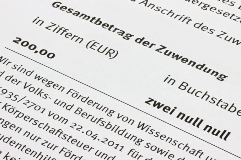 Spendenquittung über 200 Euro
