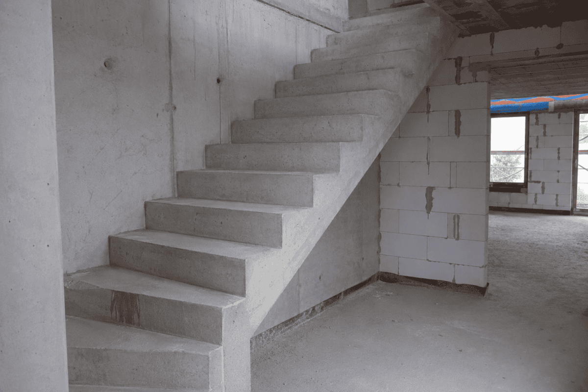 Eine Betontreppe im Rohbau