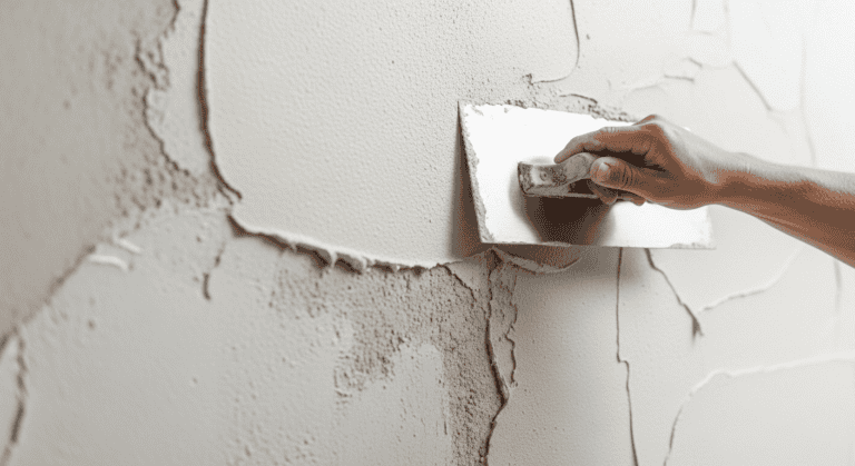 Porenbeton verputzen: frischer Dünnlagenputz wird mit der Glättekelle auf die Wand aufgezogen
